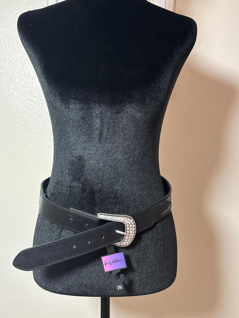 Cowgirl Rock Black Belt with Rhinestone Buckle
